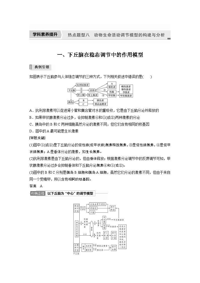 新高考生物一轮复习精品学案 第8单元 第25讲 热点题型八 动物生命活动调节模型的构建与分析(含解析)第1页