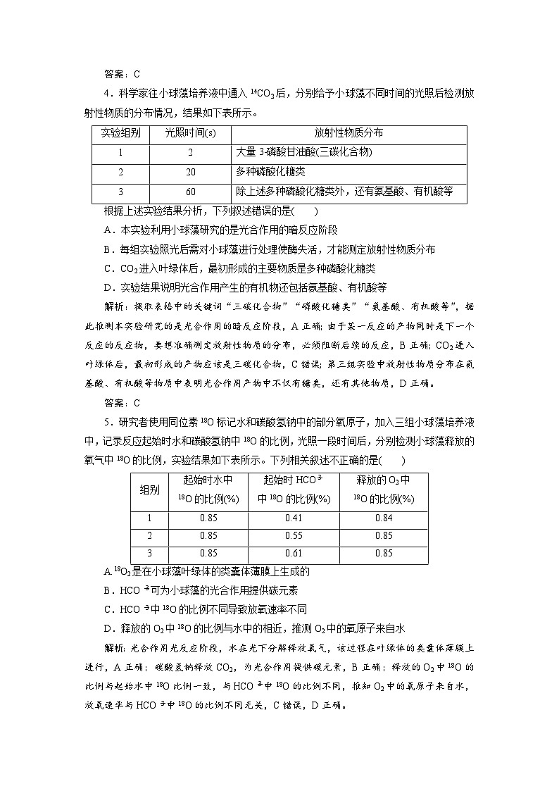 新高考生物一轮复习专题训练:第9讲 光合作用与能量转换(含解析)第2页