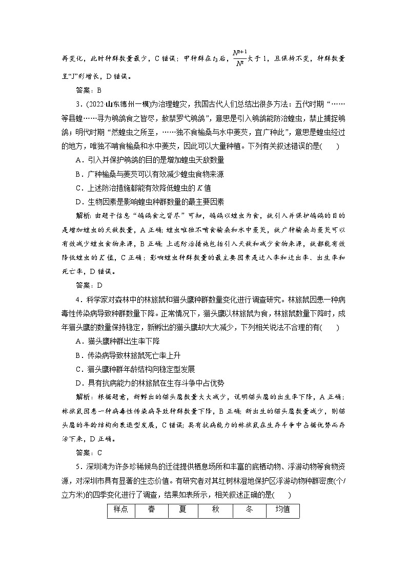 新高考生物一轮复习专题训练:第28讲 种群及其动态(含解析)第2页