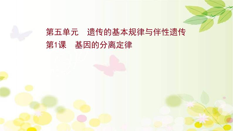 新高考生物一轮复习课件 第五单元 第1课 基因的分离定律(含解析)01