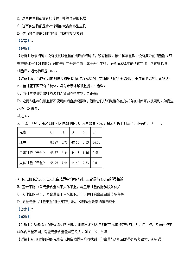 湖南省郴州市第一中学2023-2024学年高一生物上学期10月月考试题(Word版附解析)第3页