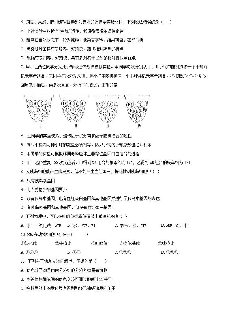 【期中真题】天津市八校联考2022-2023学年高三上学期期中生物试题(原卷版)第2页
