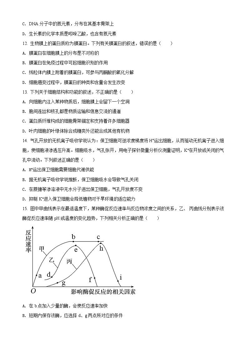 【期中真题】河南省洛阳市2021-2022学年高三上学期 期中生物试题(原卷版)第3页