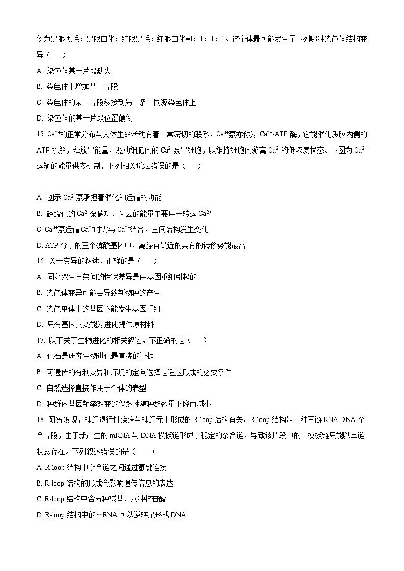 【期中真题】黑龙江省哈尔滨市三中2022-2023学年高三上学期期中生物试题(原卷版)第3页