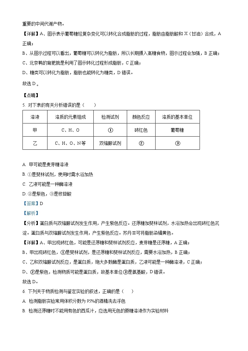 【期中真题】湖北省武汉外国语学校2022-2023学年高一上学期期中模拟生物试题（选择题）.zip03