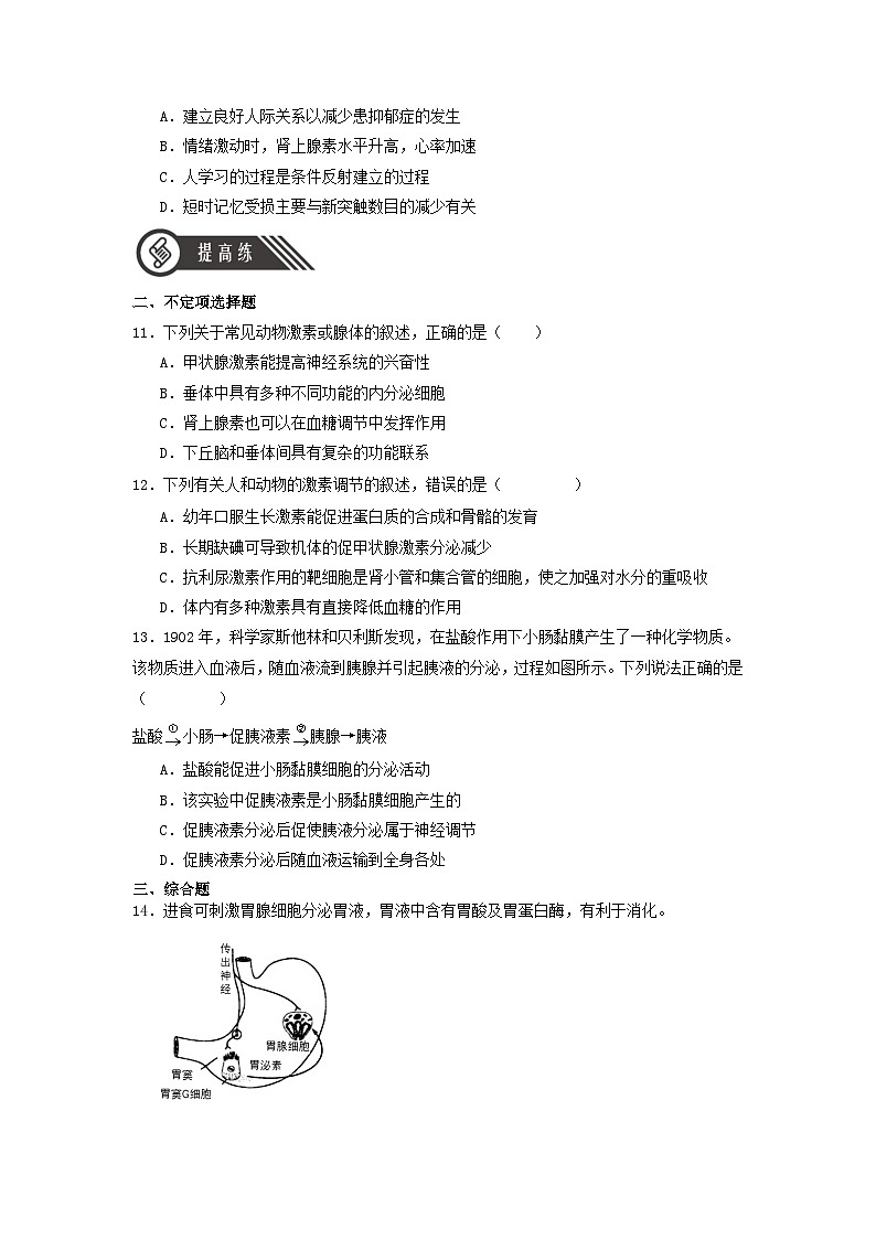 3.1 激素與內(nèi)分泌系統(tǒng)(分層作業(yè))(原卷版)第3頁