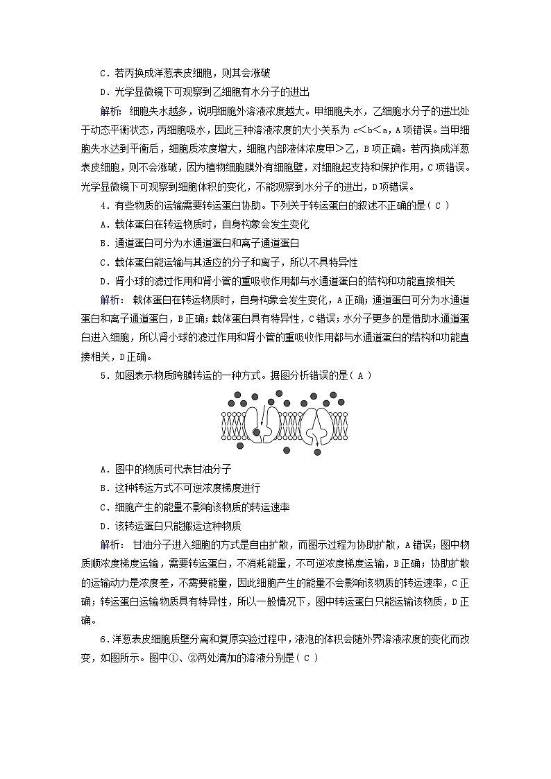 新教材适用2023_2024学年高中生物第3章细胞的基本结构单元素养等级测评新人教版必修102