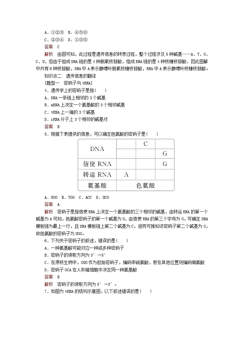新教材2023版高中生物第4章基因的表达第1节基因指导蛋白质的合成同步检测新人教版必修2第2页