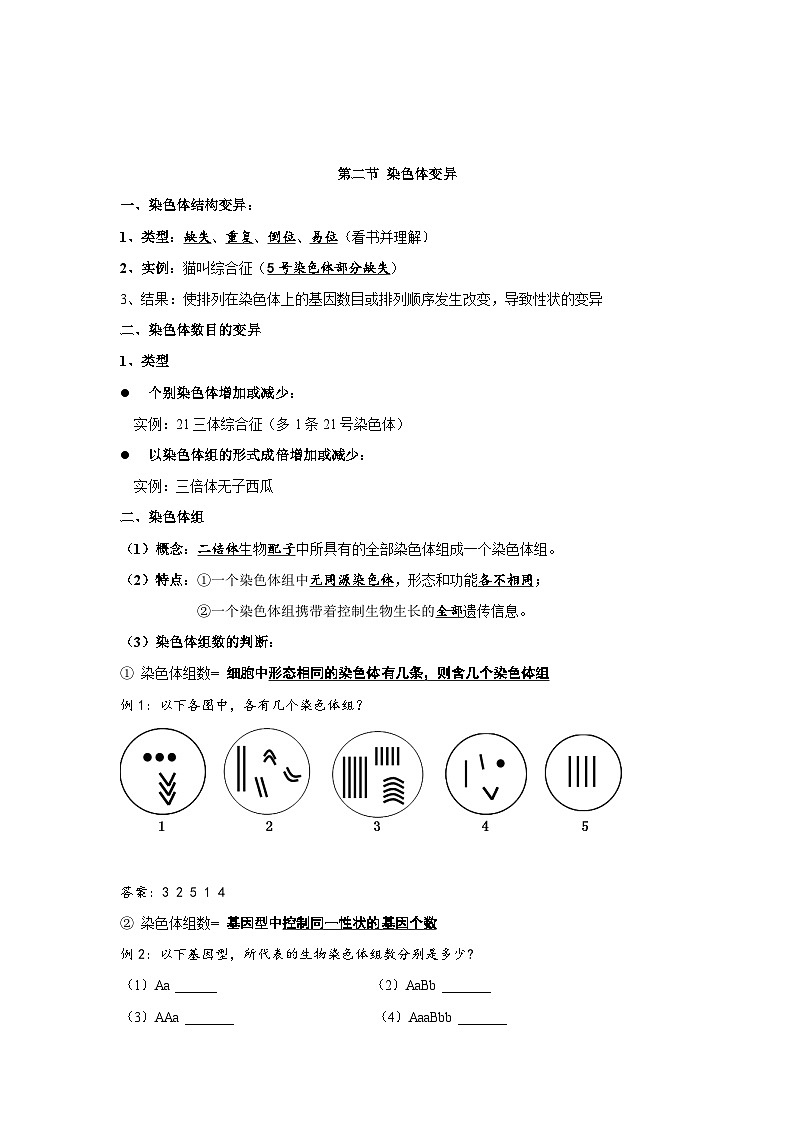 第5章 基因突变及其他变异知识汇总 高中生物人教版必修203