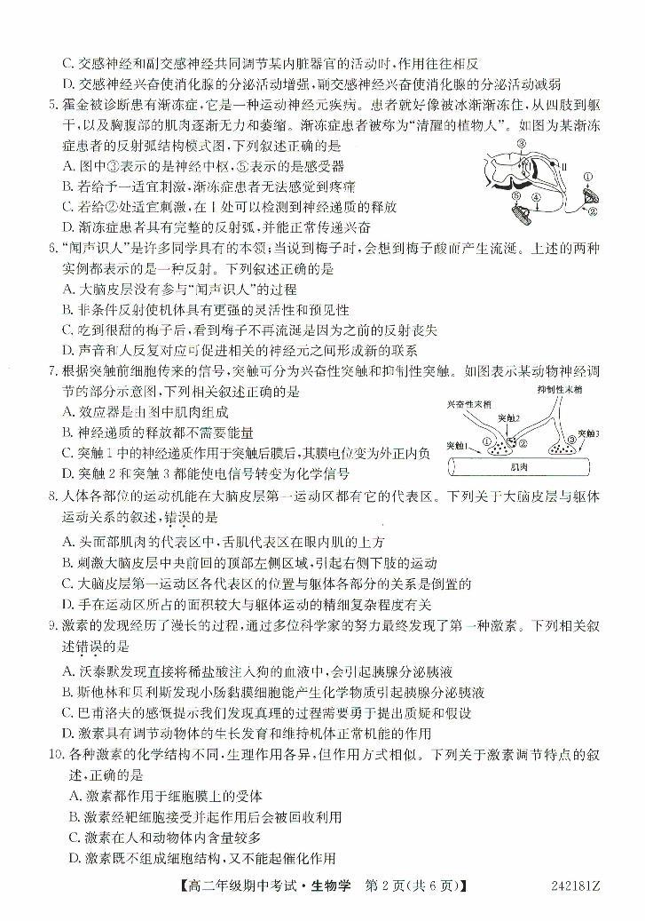 2024沧州运东七县高二上学期期中联考试题生物PDF版含答案02