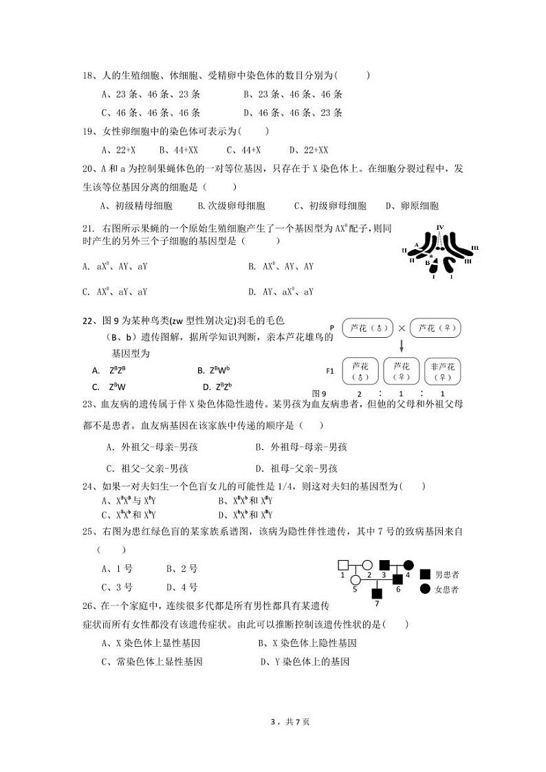 上海市回民中学2023-2024学年高二上学期期中考试生物试题03