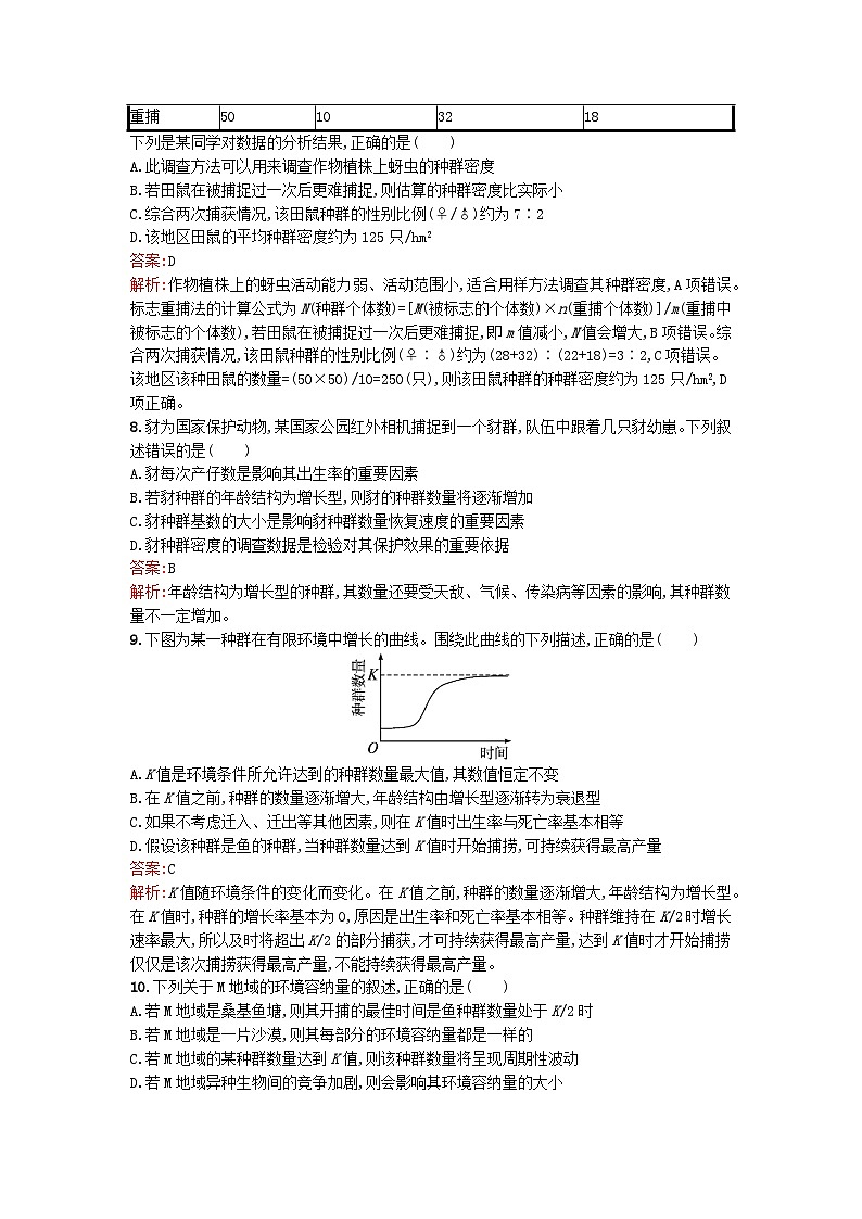 浙江专版2023_2024学年新教材高中生物第1章种群过关检测浙科版选择性必修2第3页