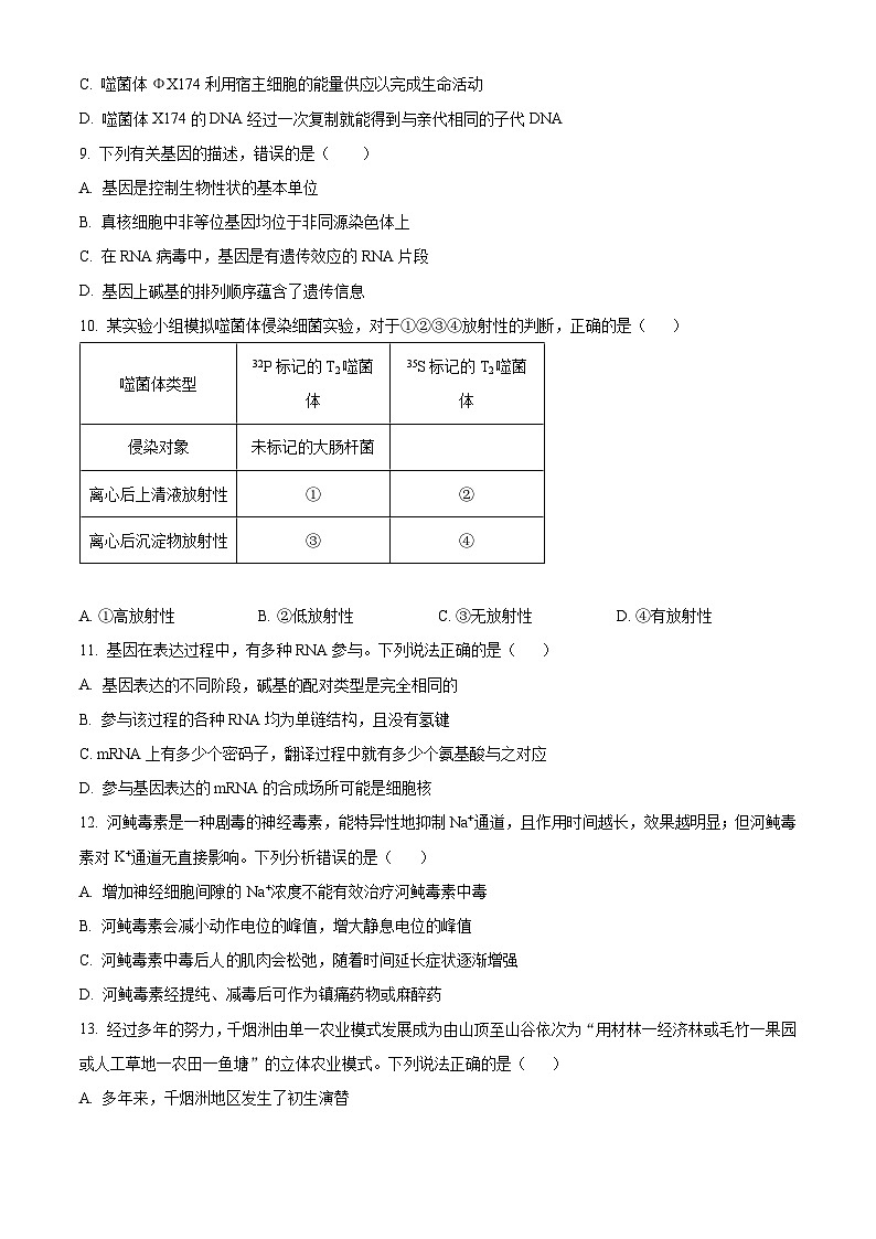 精品解析:辽宁省朝阳地区2023-2024学年高三上学期期中生物试题(原卷版)第3页