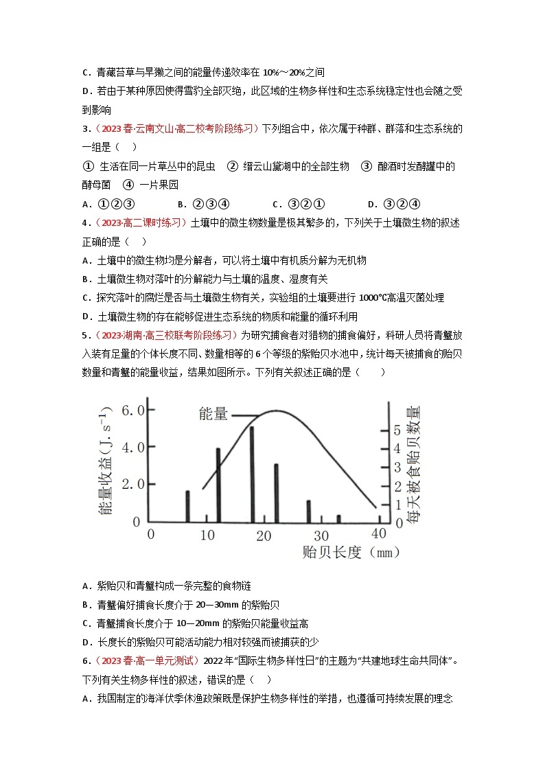 2024年高考生物一轮复习重难点训练 专题14 生态系统与生态系统保护试题（含答案）02