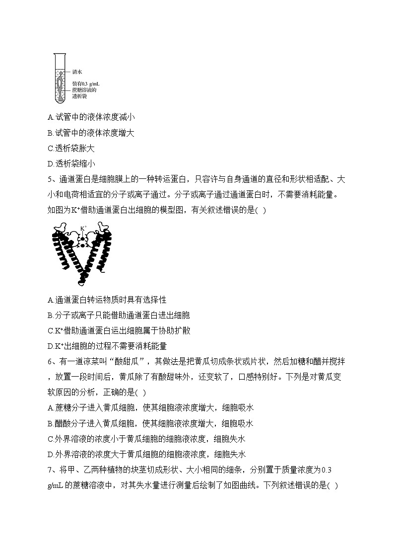 4.1被动运输(课时检测)-高中生物人教版(2019)必修1(含答案)第2页