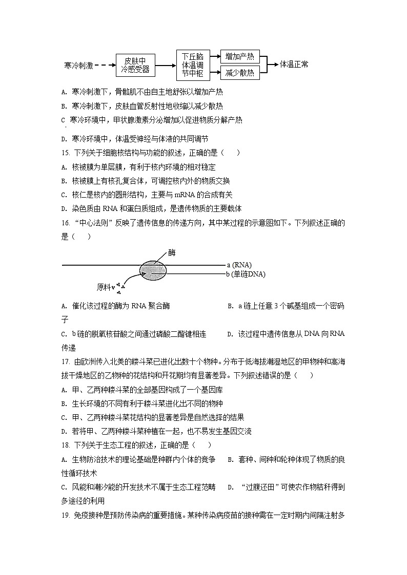 2022年6月新高考浙江生物高考真题(原卷版)03