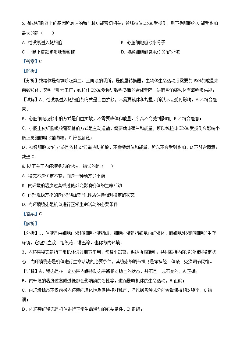 四川省成都市双流棠湖中学2023-2024学年高二生物上学期期中试题(Word版附解析)第3页