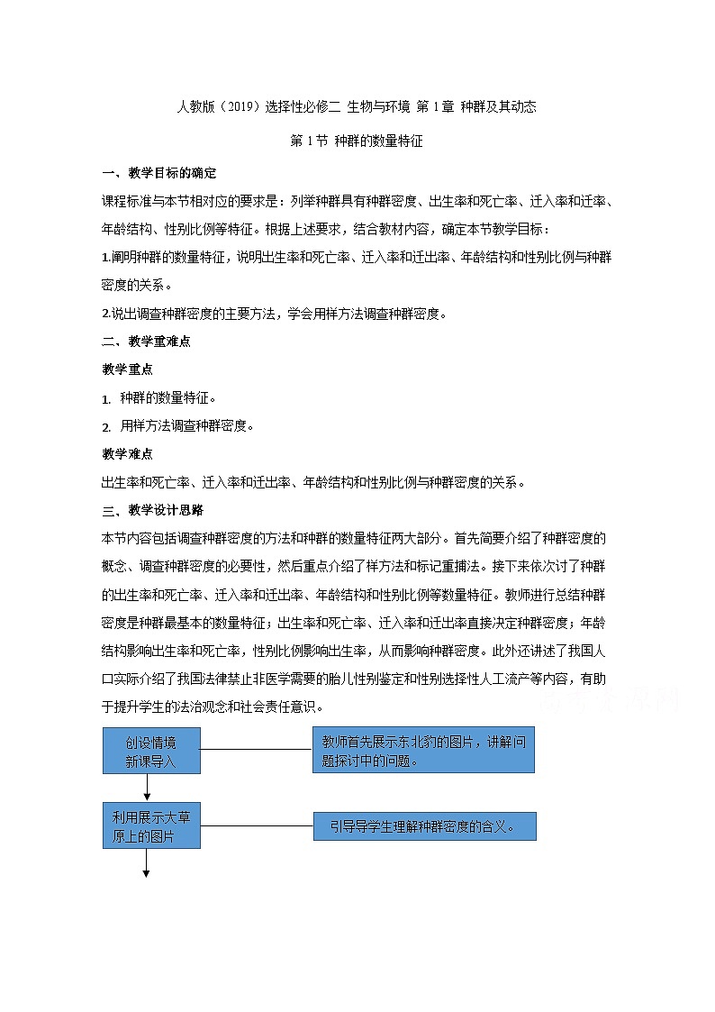 高中生物人教版(2019)选择性必修二教案:1.1种群的数量特征01