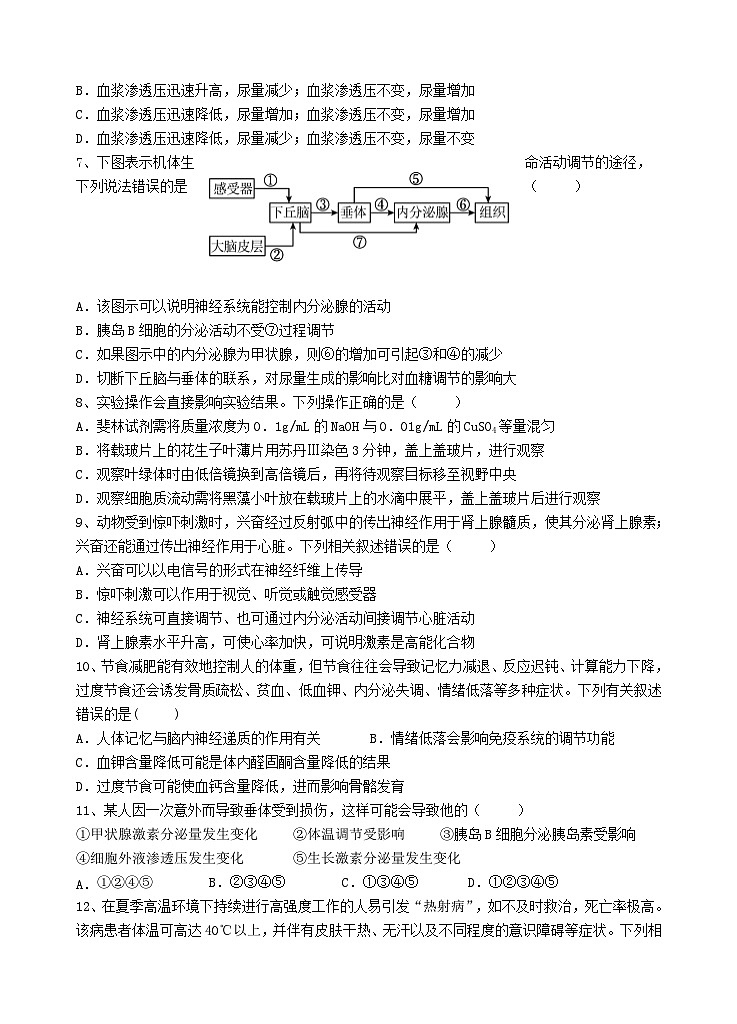 2022级高二第一学期期中考试生物试卷第2页