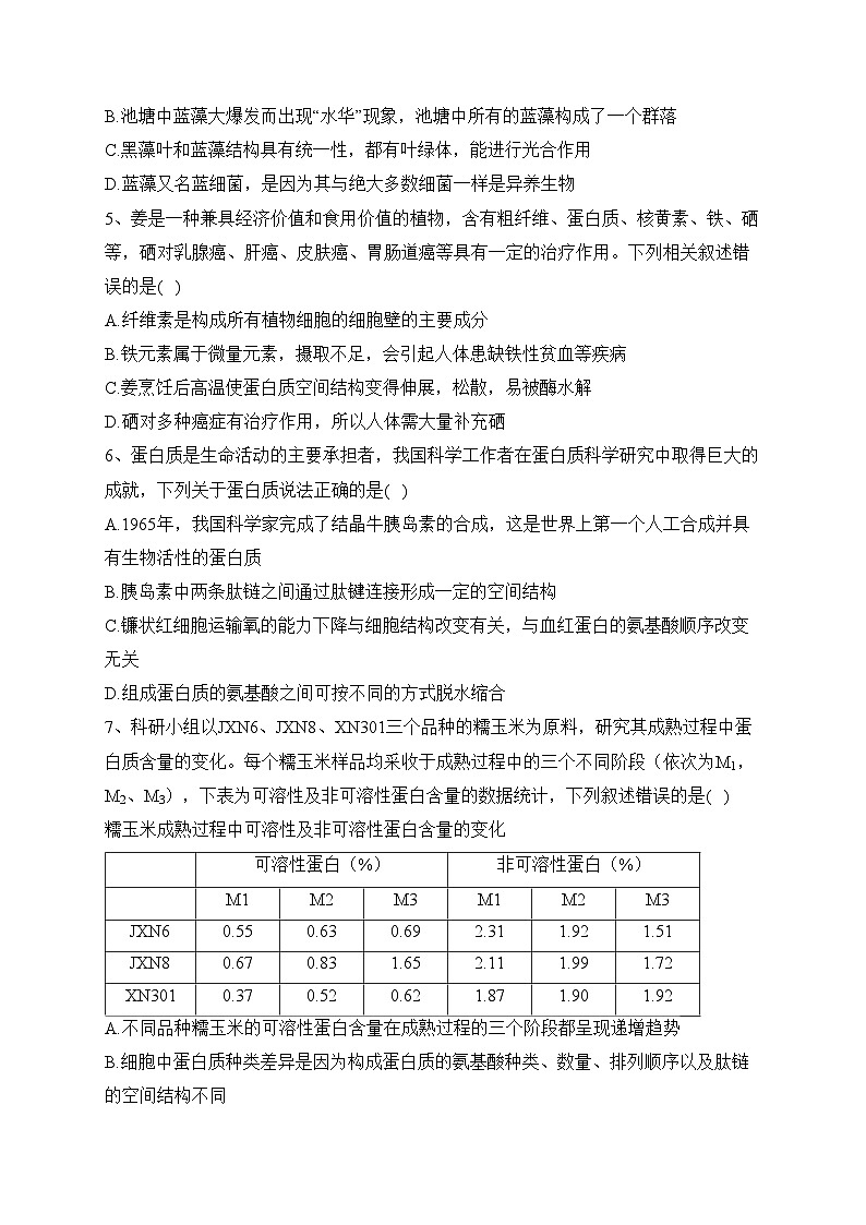 湖北省鄂东南省级示范高中学校2023-2024学年高一上学期期中联考生物试卷(含答案)第2页
