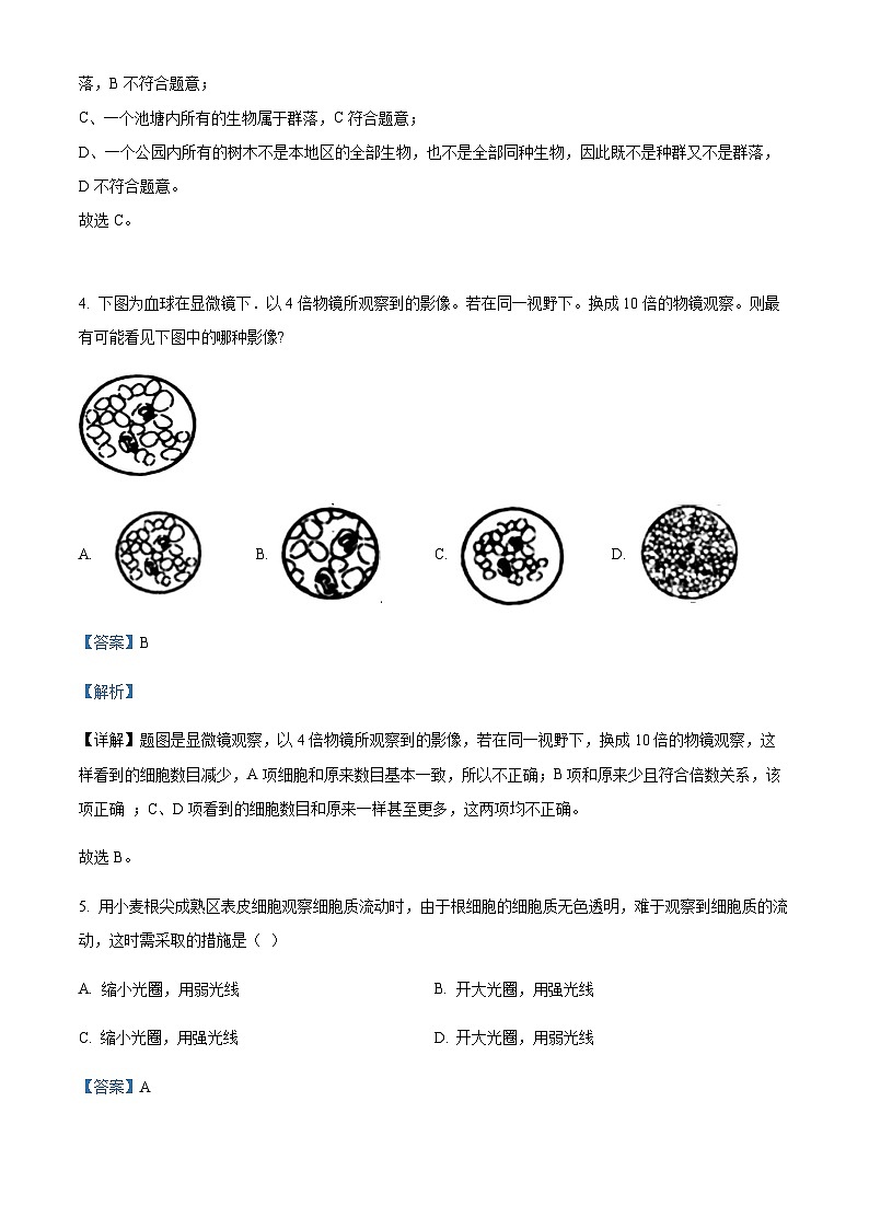 2023-2024学年四川省绵阳市三台中学高一上学期第一次月考生物试题含答案03