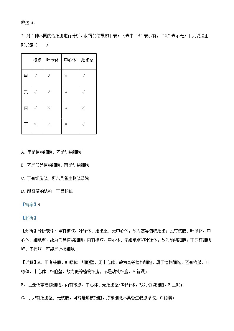 2023-2024学年安徽省合肥市八中六校联盟高一上学期期中生物试题含答案02