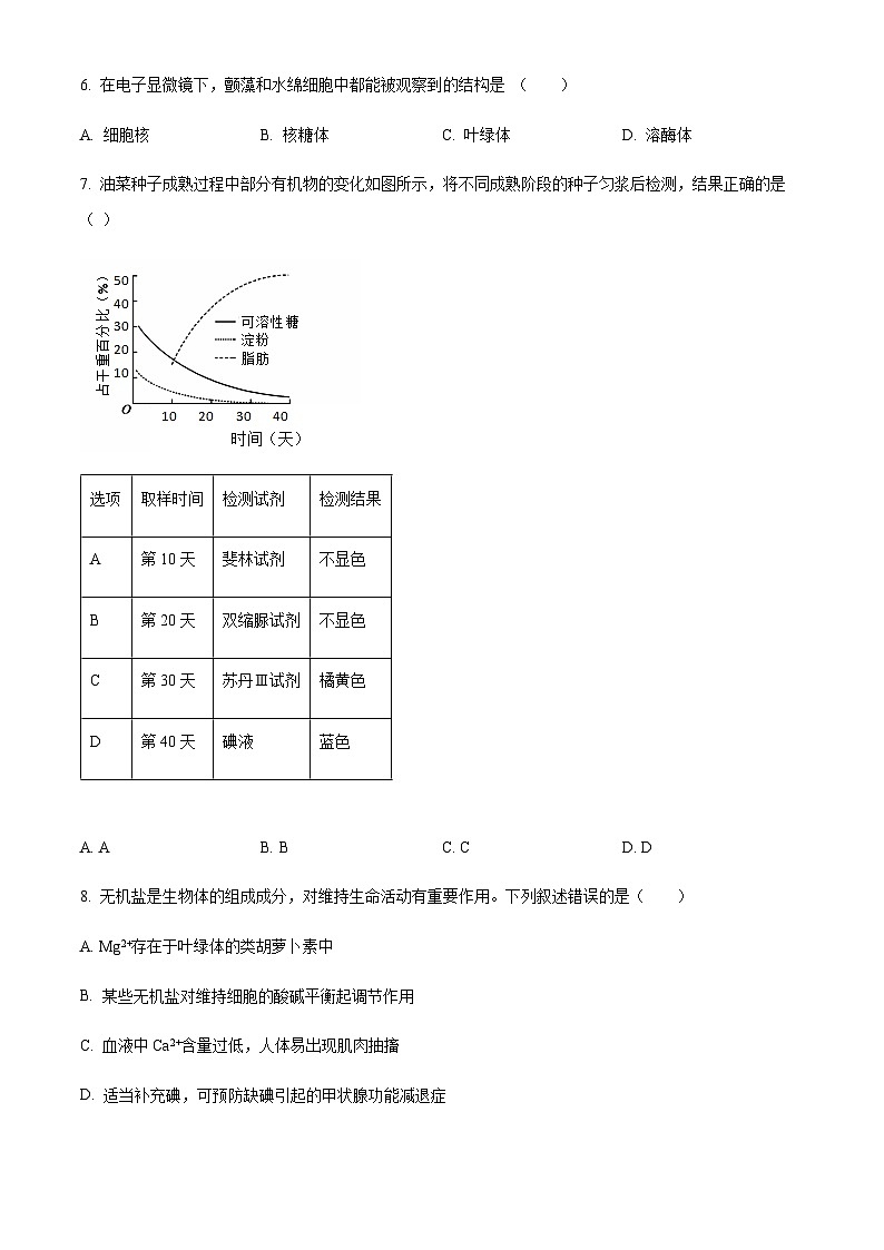 安徽省合肥市六校联盟2023-2024学年高一11月期中生物试题  Word版无答案第3页