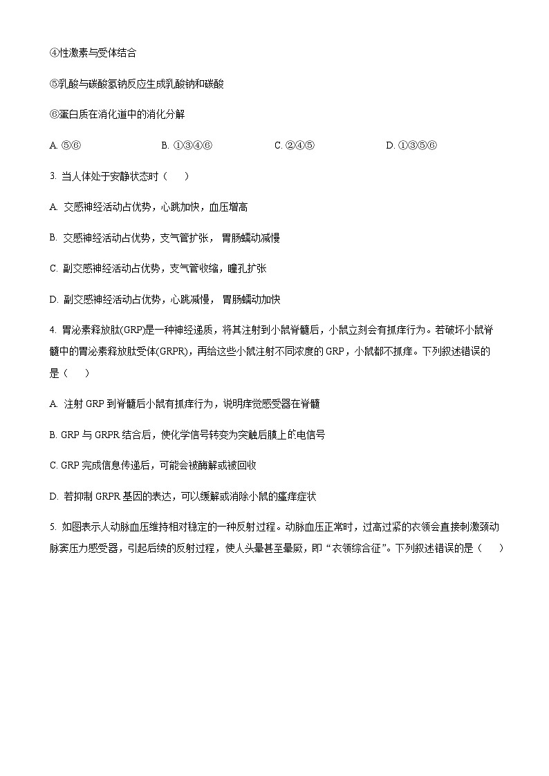 重庆市西南大学附属中学2023-2024学年高二上期期中生物试题(原卷版)第2页