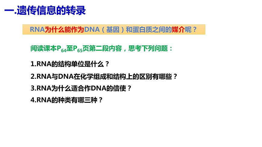 人教版高中生物必修二4.1基因指導(dǎo)蛋白質(zhì)的合成（第一課時(shí)）課件第4頁(yè)