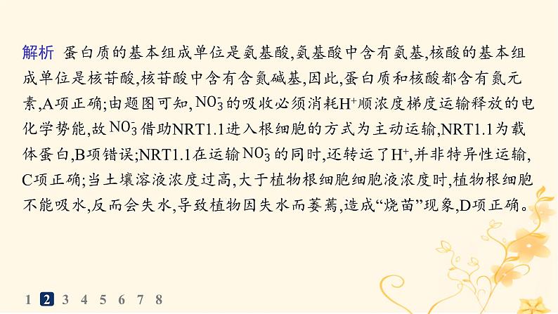 适用于新高考新教材2024版高考生物二轮复习知识对点小题练2物质出入细胞的方式课件第5页