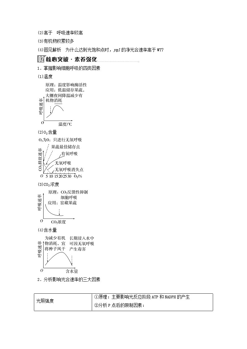 2024届高考生物二轮专题复习与测试专题二细胞代谢第4讲细胞呼吸与光合作用考点二细胞呼吸与光合作用的影响因素及其应用第3页
