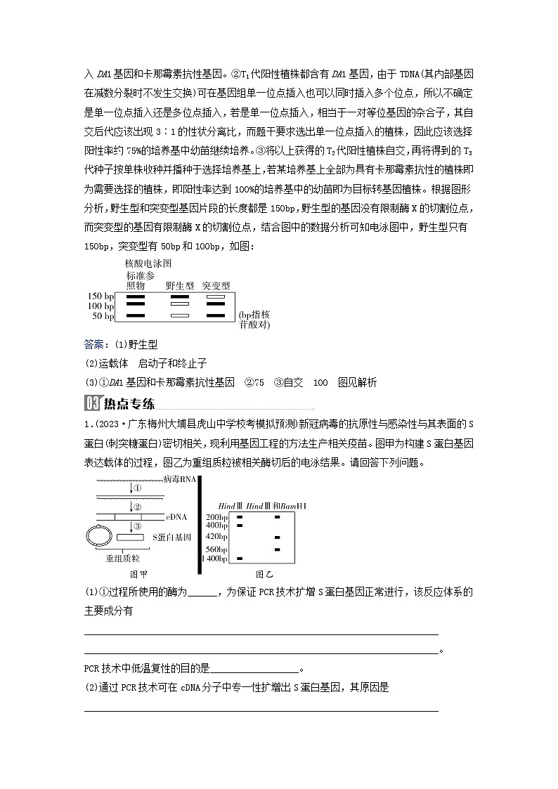 2024届高考生物二轮专题复习与测试专题九生物技术与工程高考命题热点十荧光定量PCR技术第3页