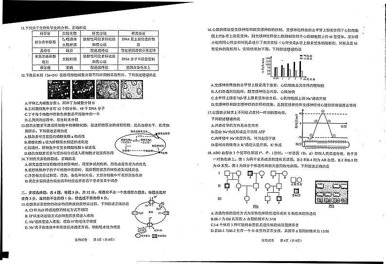 江苏省徐州市第七中学2023-2024学年高三上学期11月期中生物试题02