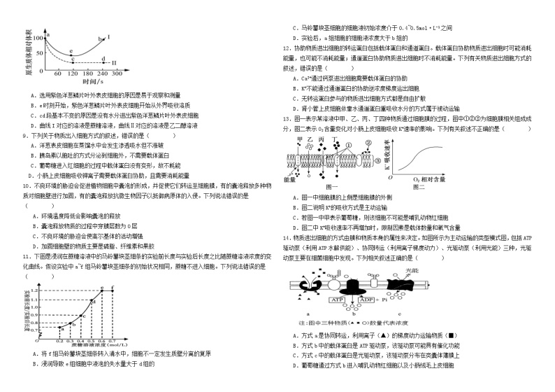 2024省双鸭山一中高一上学期12月月考试题生物含答案02