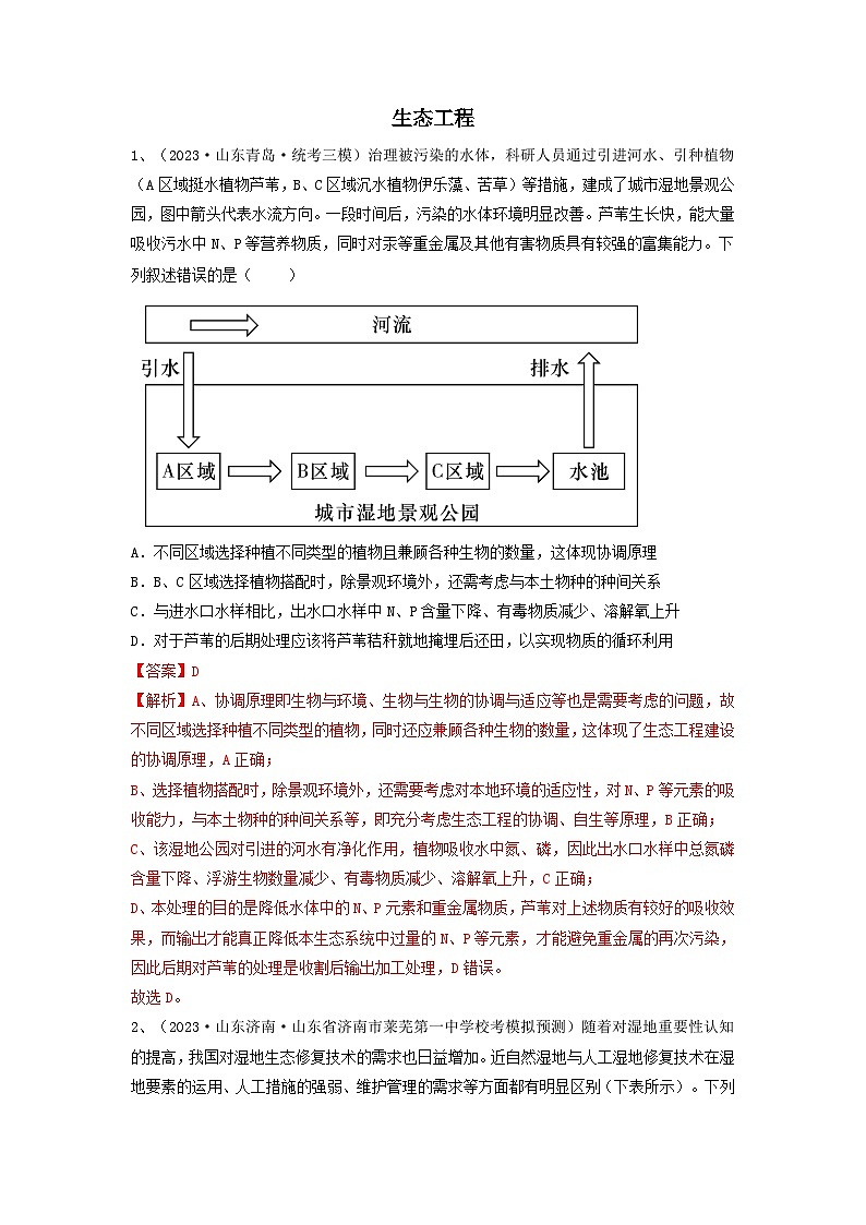 专题34 生态工程(精练)(解析版)第1页