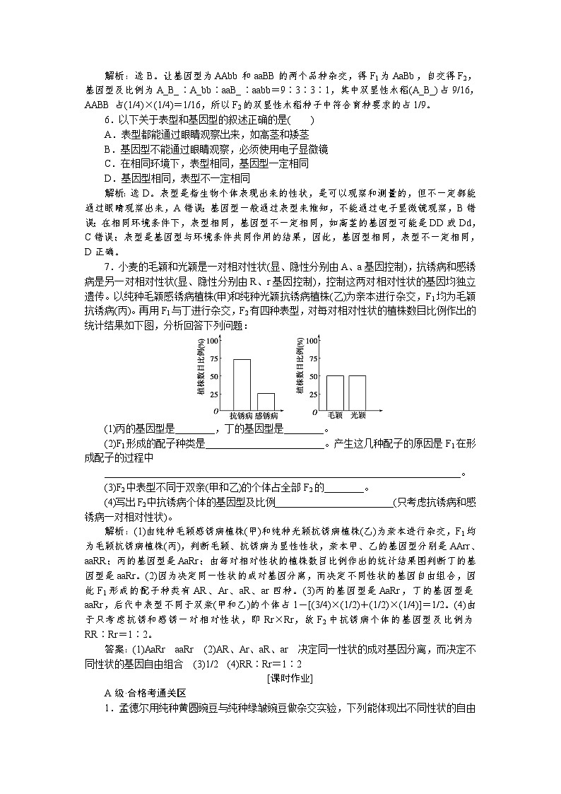 高中生物必修二《第2節(jié) 孟德爾的豌豆雜交實驗（二）》達(dá)標(biāo)檢測-統(tǒng)編人教版第2頁