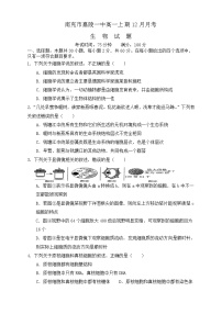 四川省南充市嘉陵第一中学2023-2024学年高一上学期12月月考生物试题