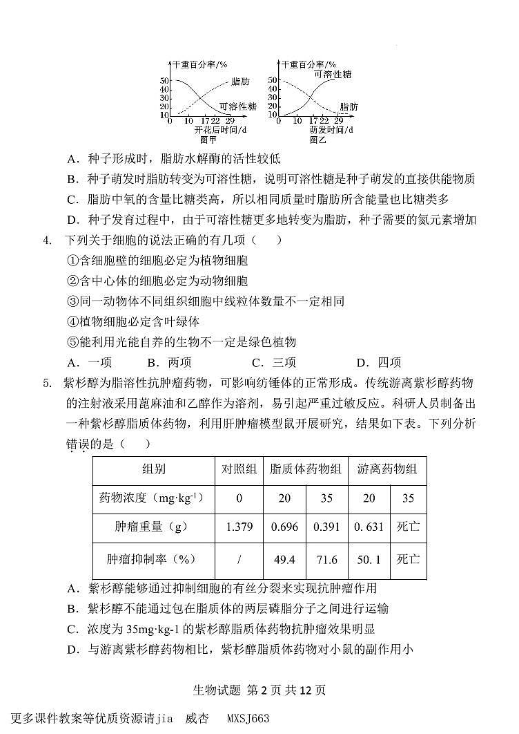 河南省濮阳市第一高级中学2023-2024学年高三上学期期中质量检测生物试卷第2页