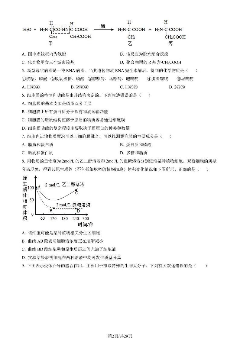 2023年北京丰台高一上学期期末生物试卷及答案(教师版)02