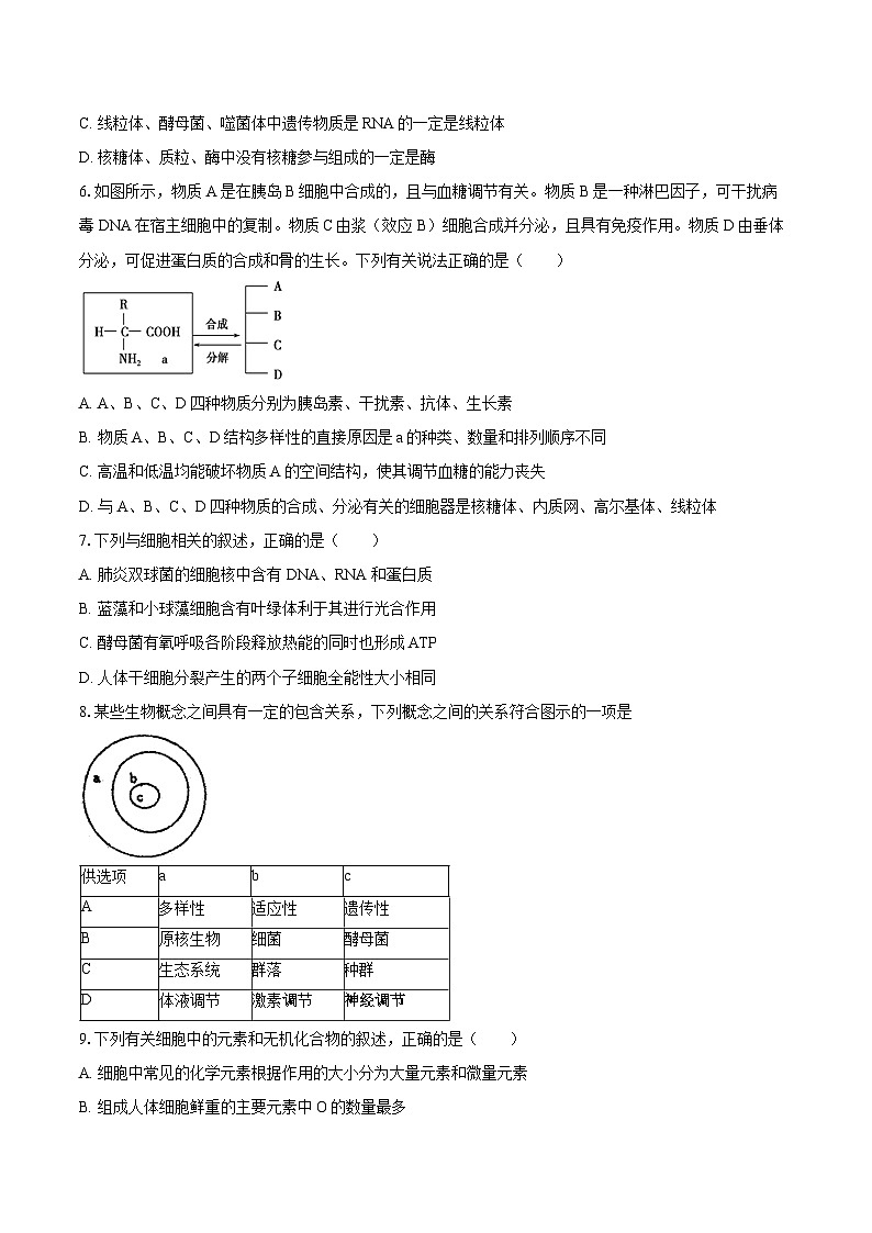 2024长春实验中学高一上学期12月期中考试生物含答案第2页