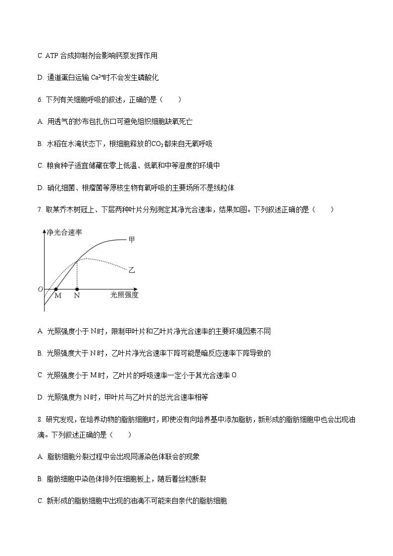 2023-2024学年福建省福州市一中闽江口协作体高三上学期11月期中考试生物含解析03