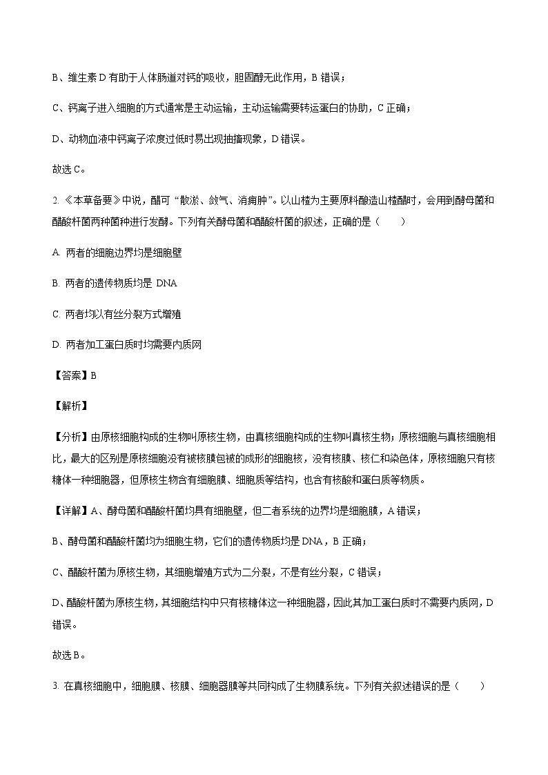 2023-2024学年河北省邢台市一中五岳联盟高三上学期10月期中考试生物含解析02