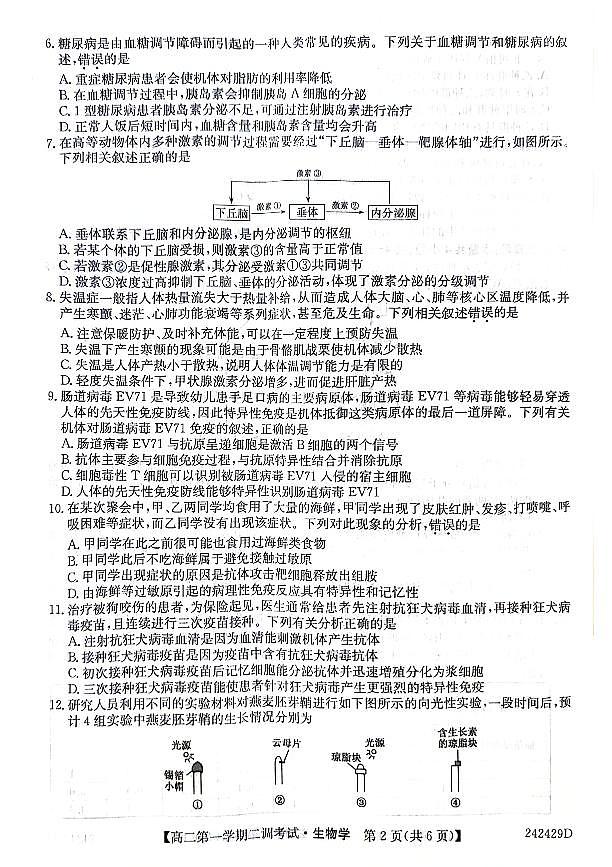 河北省邯郸市五校2023-2024学年高二上学期12月月考生物试题(PDF版附答案)第2页