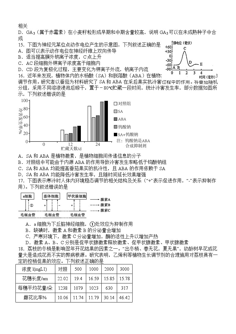 四川省宜宾市叙州区第一中学校2023-2024学年高二上学期12月月考生物试题第3页
