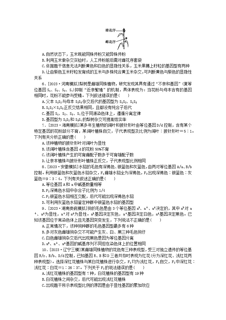 统考版2024届高考生物二轮专项分层特训卷第一部分专题强化演练五遗传因子的发现(附解析)第2页