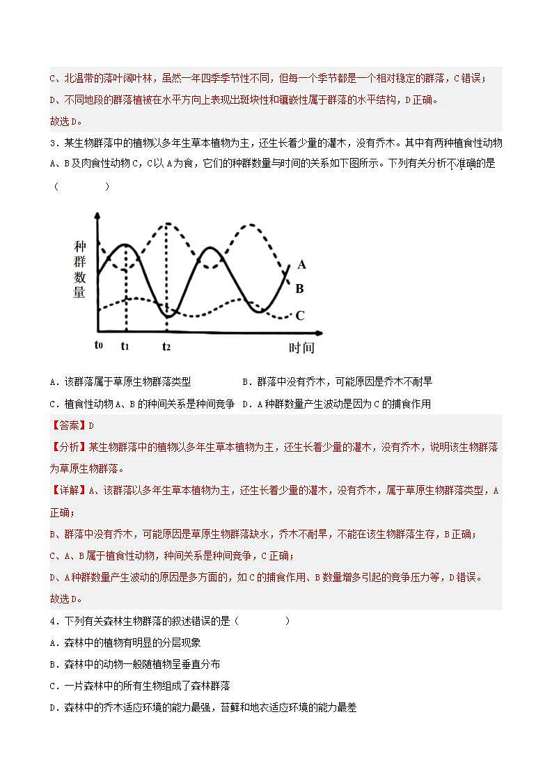 【名师特供】2.2 《群落的主要类型》练习(解析版)第2页