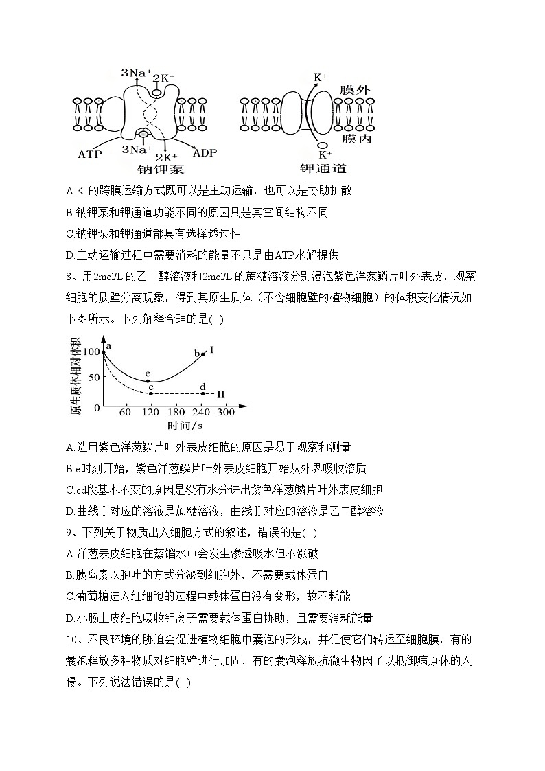 双鸭山市第一中学2023-2024学年高一上学期12月月考生物试卷(含答案)第3页