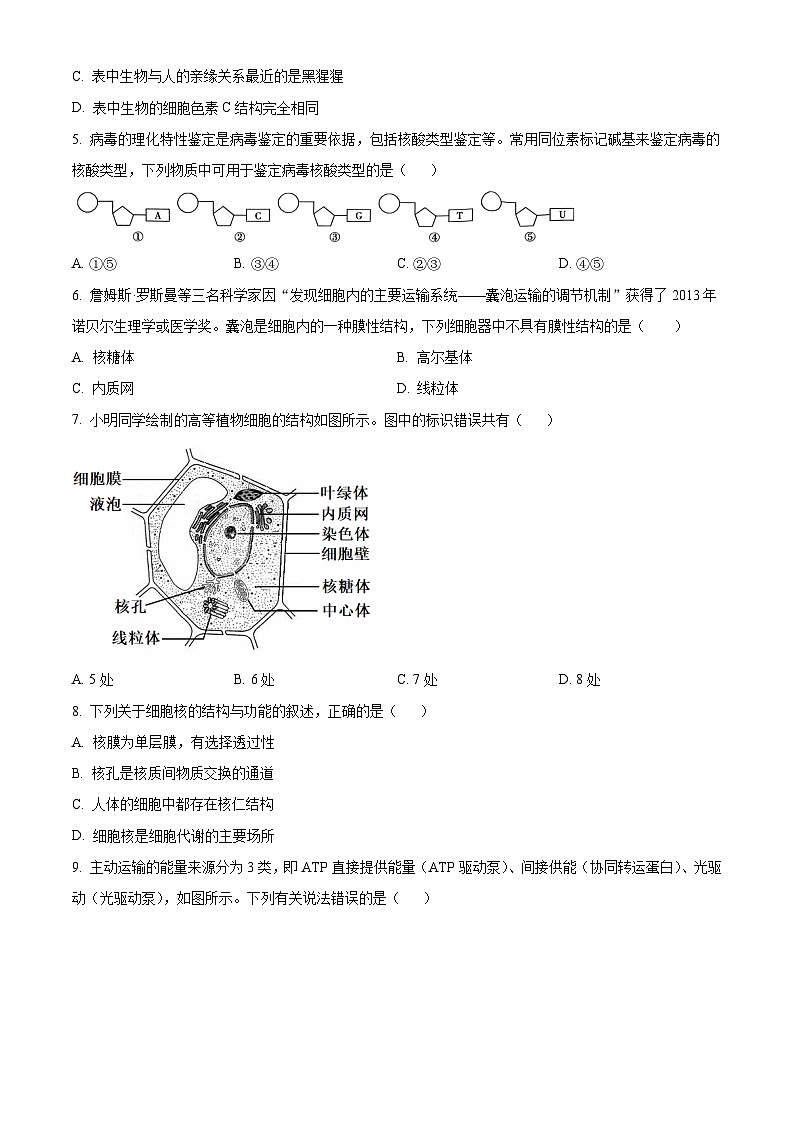 2024山西省高一上学期12月联合考试生物含解析第2页