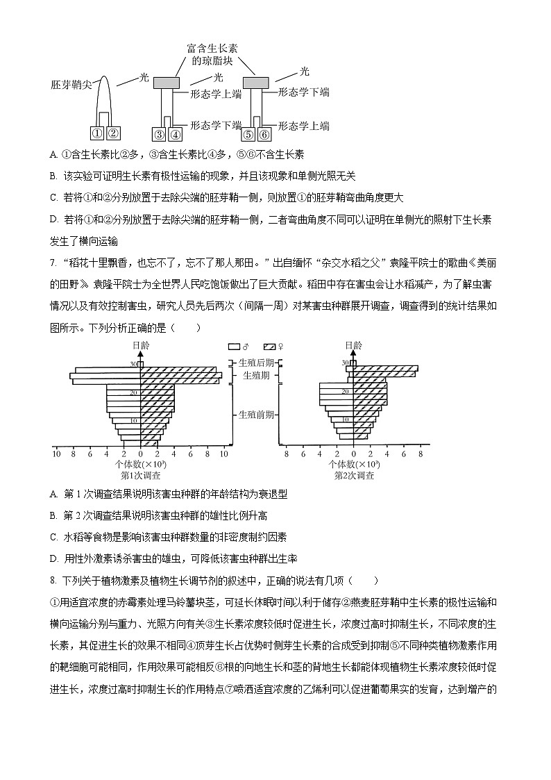 天津市静海区第一中学2023-2024学年高二上学期12月月考生物试题(Word版附解析)第3页