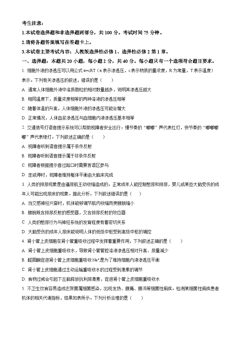 四川省雅安市多校联考2023-2024学年高二上学期12月月考生物试题（Word版附解析）01